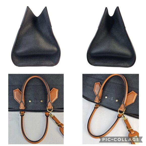 LOUIS VUITTON City Steamer Black Tan Leather Bag 2 Way Shoulder Strap Tote Bag - Picture 13 of 16